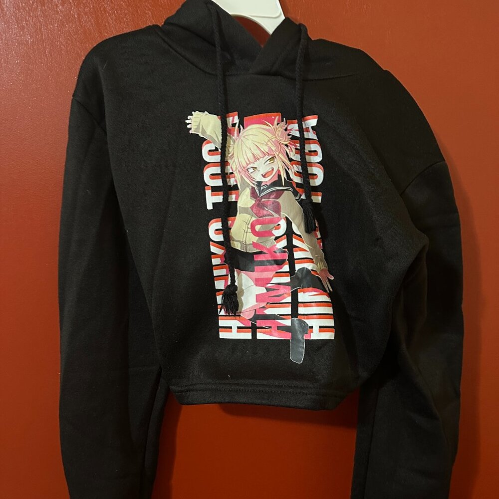 Himiko Toga My Hero Academia Wiki Women's Black Cropped Hoodie Sweater Size XS